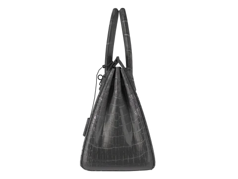 Classic black leather tote Handbag 3D Model