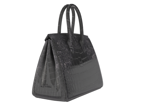 Classic black leather tote Handbag Model 3D