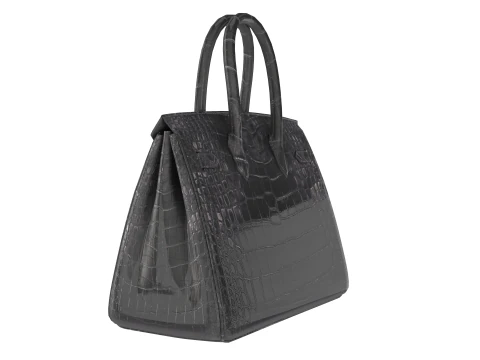 Classic black leather tote Handbag 3D Model