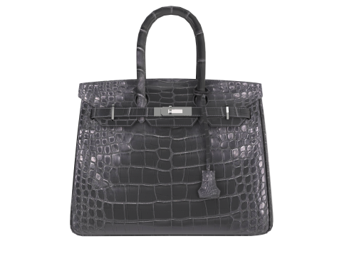 Classic black leather tote Handbag Model 3D