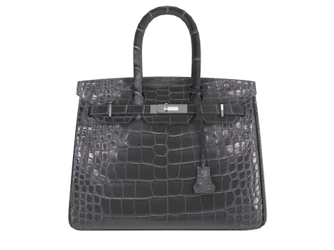 Classic black leather tote Handbag 3D Model