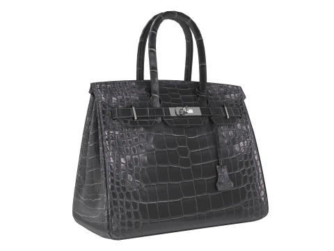 Classic black leather tote Handbag 3D Model