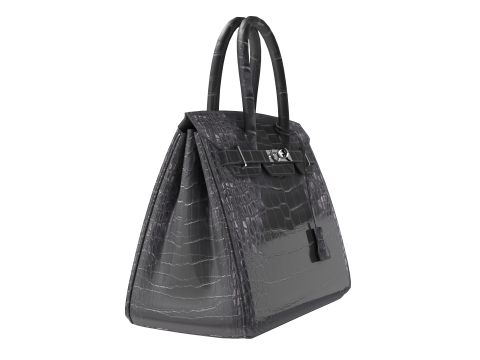 Classic black leather tote Handbag Model 3D