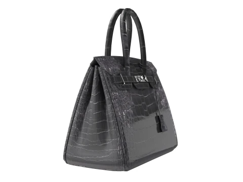 Classic black leather tote Handbag 3D Model
