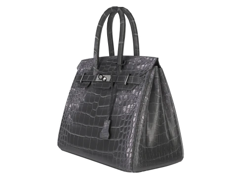 Classic black leather tote Handbag 3D Model
