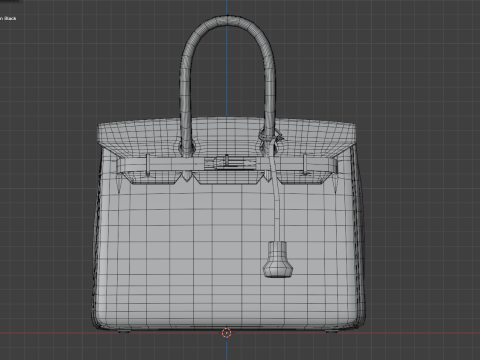 Classic black leather tote Handbag Model 3D