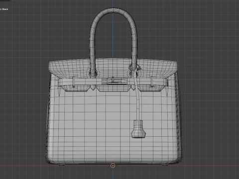 Classic black leather tote Handbag 3D Model