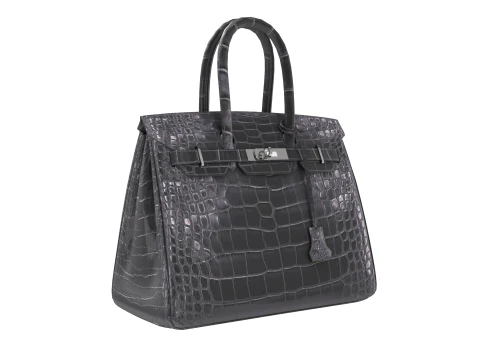 Classic black leather tote Handbag 3D Model