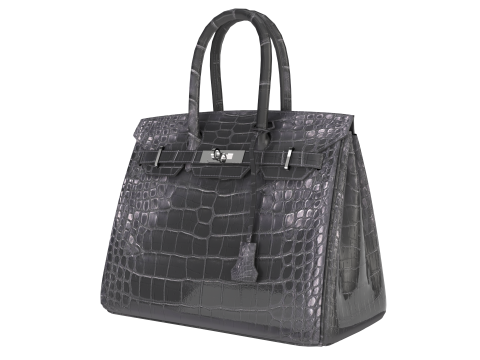 Classic black leather tote Handbag Model 3D