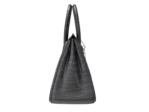 Classic black leather tote Handbag 3D Model