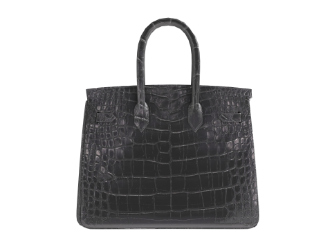 Classic black leather tote Handbag Model 3D