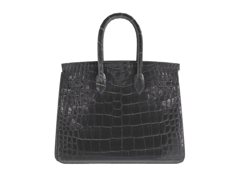 Classic black leather tote Handbag 3D Model