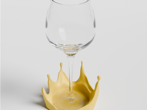 Splash Wine Glass Coaster 3D Printable STL File Modern Table Accessory 3D Print Model