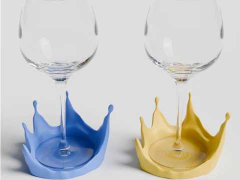 Splash Wine Glass Coaster 3D Printable STL File Modern Table Accessory 3D Print Model