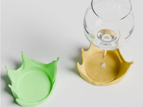 Splash Wine Glass Coaster 3D Printable STL File Modern Table Accessory 3D Print Model