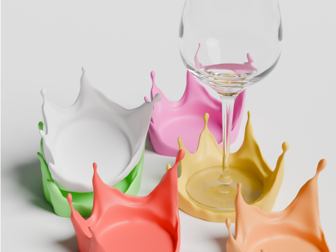 Splash Wine Glass Coaster 3D Printable STL File Modern Table Accessory 3D Принт Модель