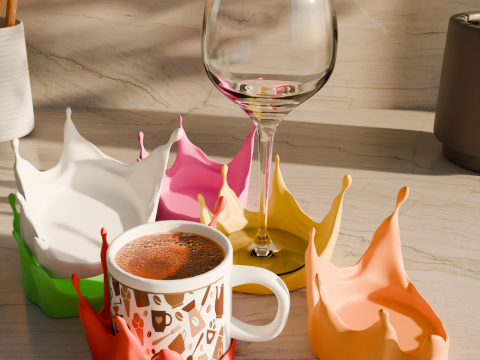 Splash Wine Glass Coaster 3D Printable STL File Modern Table Accessory 3D Принт Модель