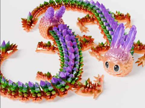 Labubu Dragon Plush Toy - Adorable Gift for Kids and Collectors 3D Print Model