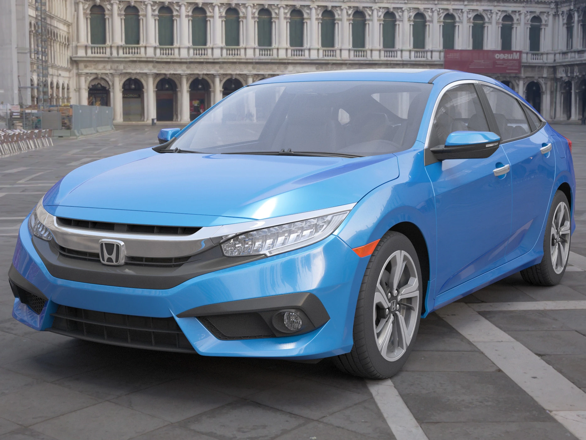 Honda Civic Sedan 3D Model .c4d .max .obj .3ds .fbx .stl .blend 