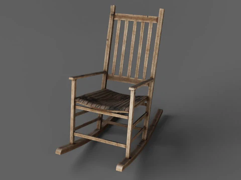 Drewniany fotel bujany Model 3D