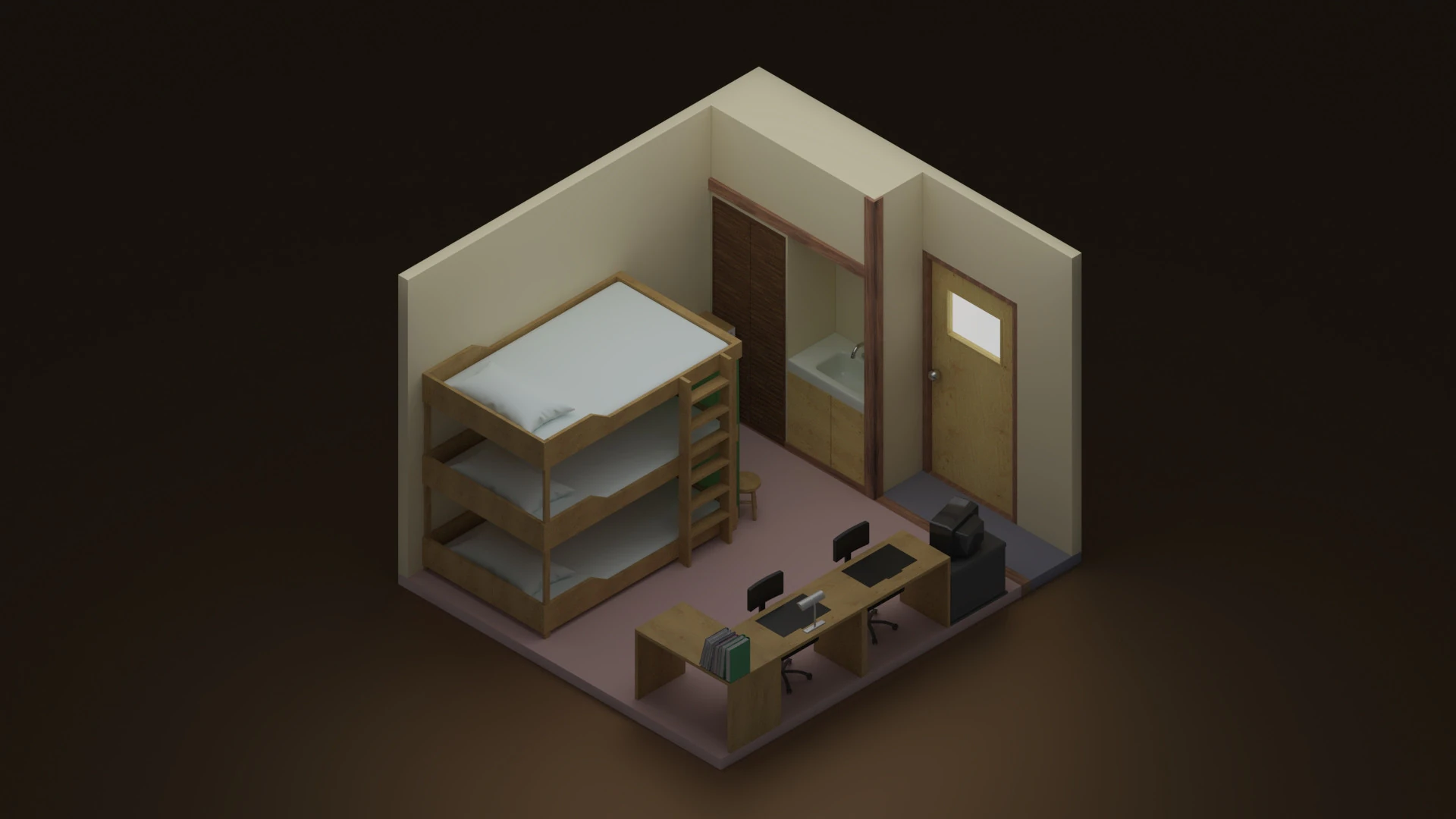 Jaden Yuki bedroom YUGIOH GX 3D Model .c4d .max .obj .3ds .fbx .stl .blend