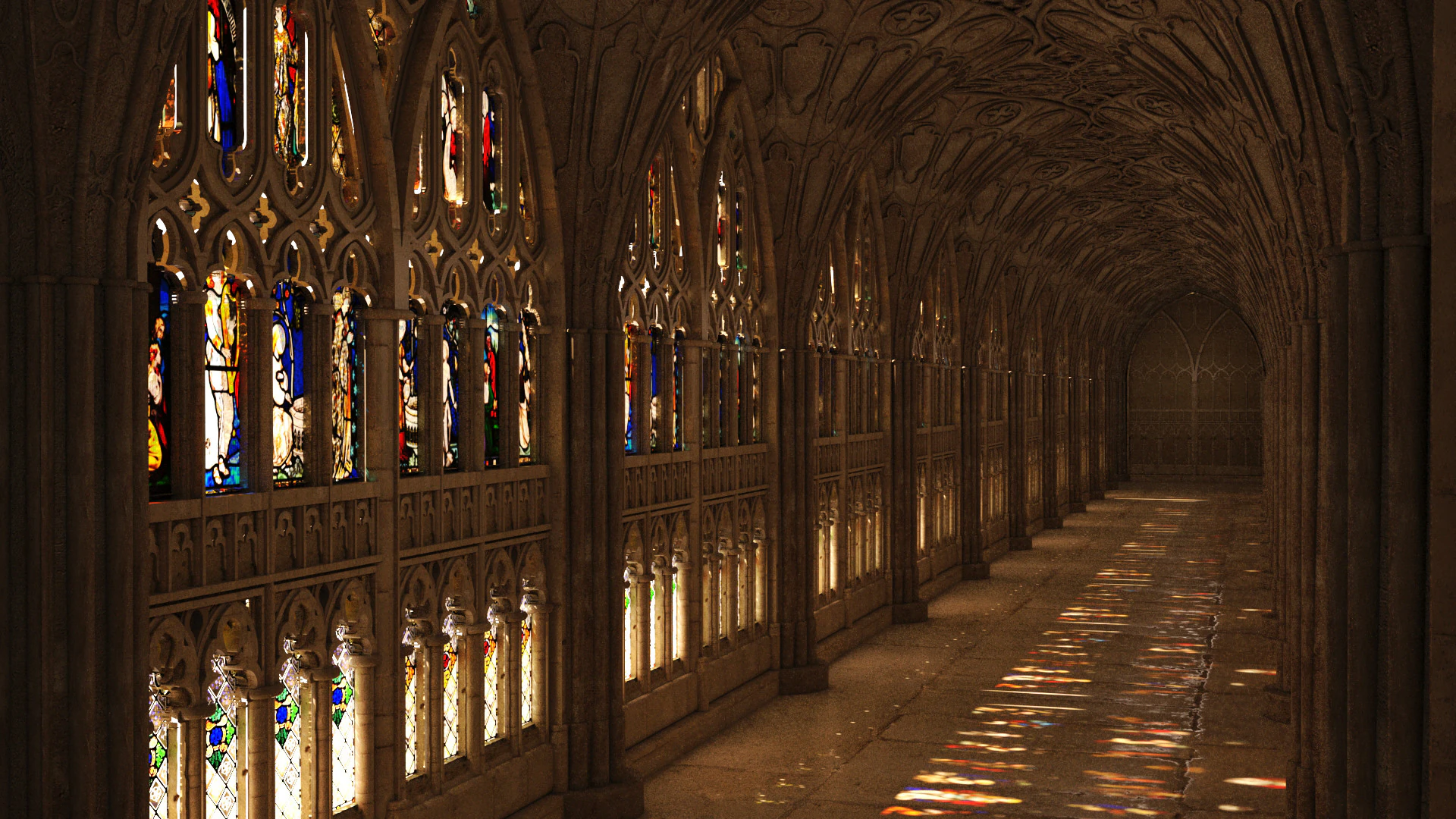 Gloucester cathedral cloister 3D Model .c4d .max .obj .3ds .fbx .stl .blend 