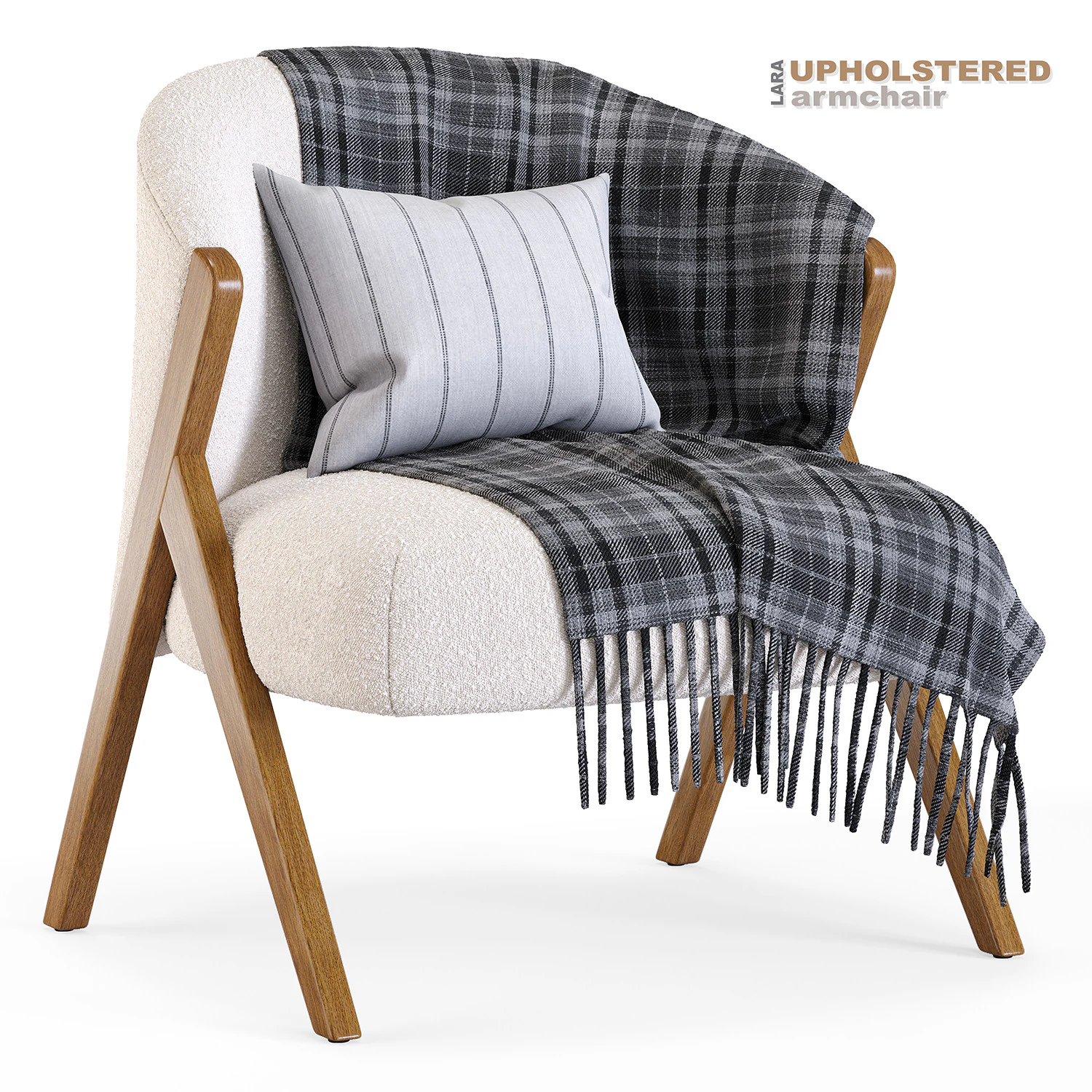 Lara upholstered armchair 3D Model .c4d .max .obj .3ds .fbx .stl .blend 