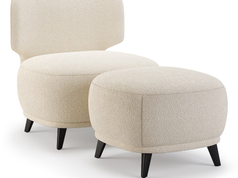 Odalie armchair and ottoman by La redoute 3D Model