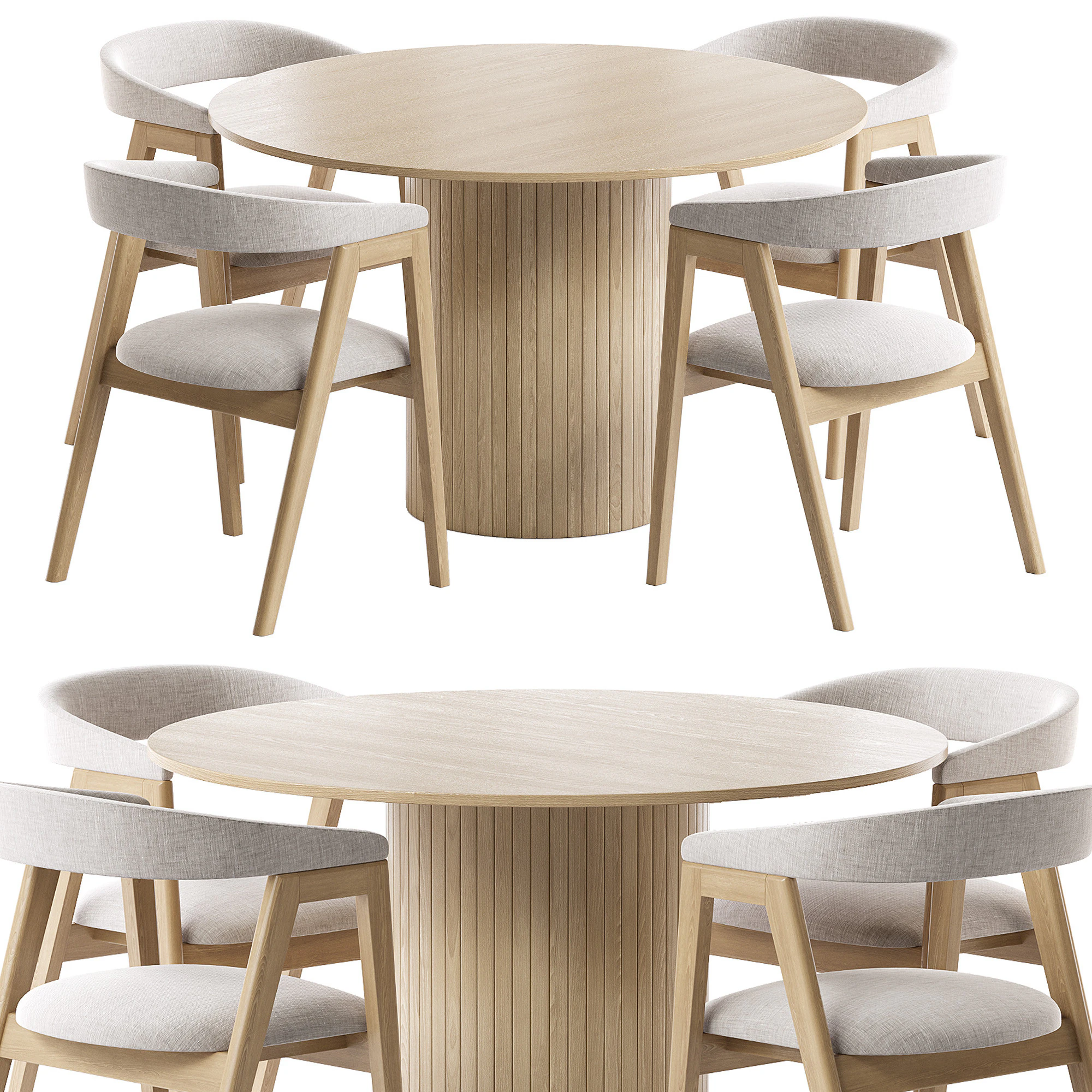 Trevor chair and Hill table 3D Model .c4d .max .obj .3ds .fbx .stl .blend 