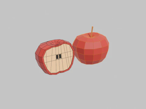 Low poly Apple 3D Model
