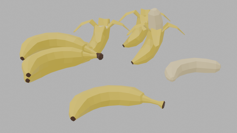 Low Poly Banana 3D 模型 .c4d .max .obj .3ds .fbx .stl .blend 