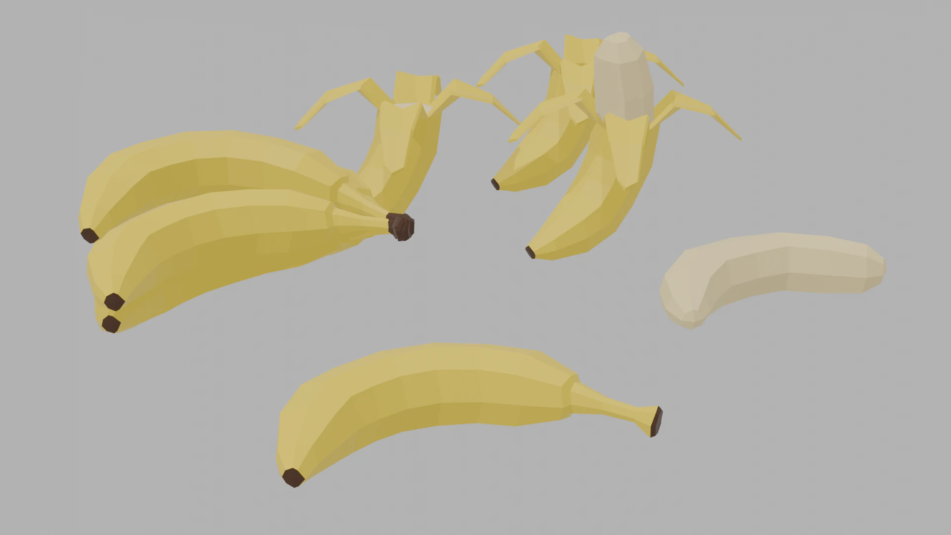 Low Poly Banana 3D Model .c4d .max .obj .3ds .fbx .stl .blend 