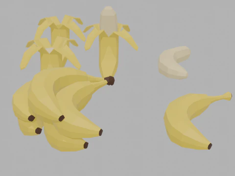 Low Poly Banana 3D Model