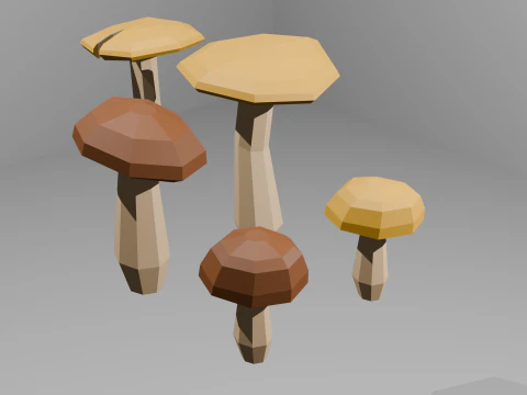 Jamur Poli Rendah Model 3D