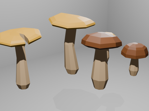Low Poly Mushrooms Model 3D