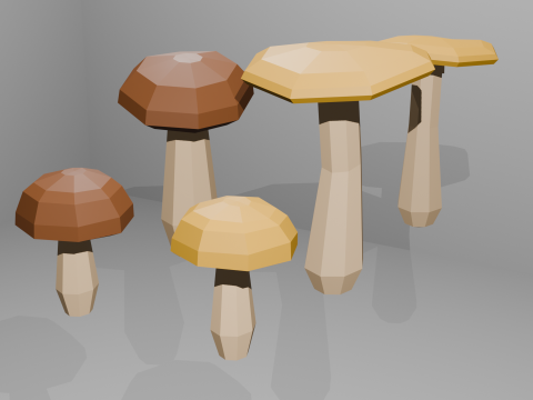 Low Poly Mushrooms Model 3D