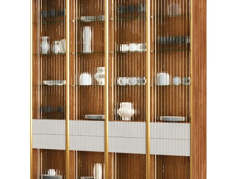 Display Cabinet with Tableware 3D Model
