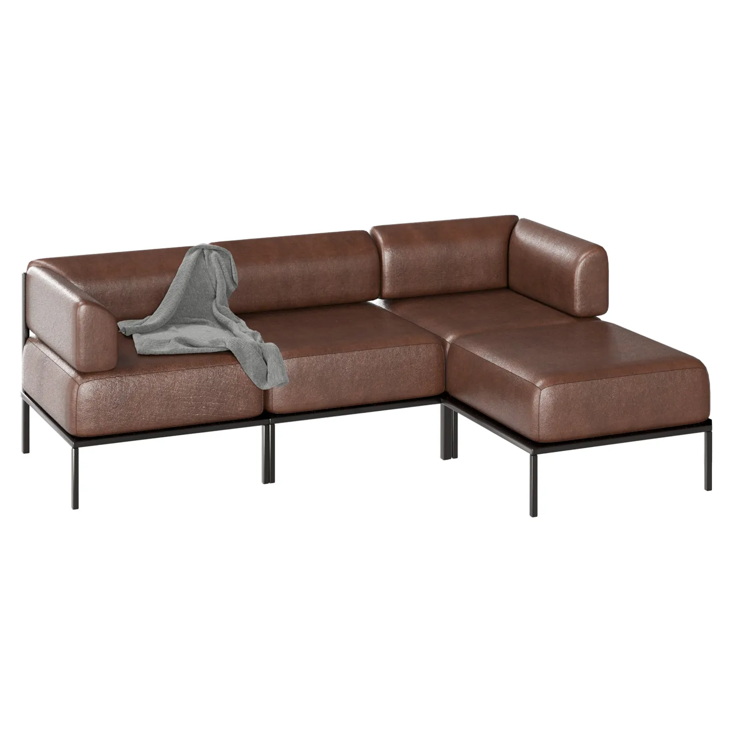 Leather Corner Sofa 3D Model .c4d .max .obj .3ds .fbx .stl .blend 