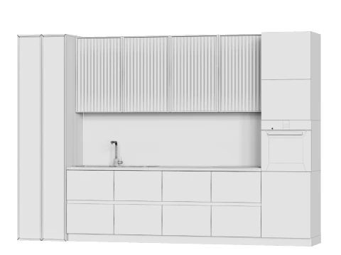 Straight Kitchen 3D Model
