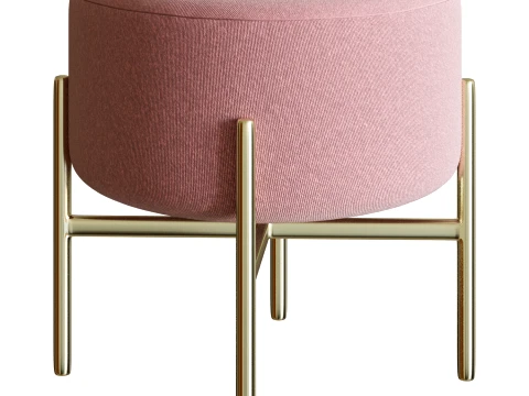 Round Gold Pouf 3D Model