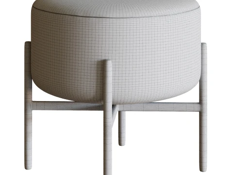Round Gold Pouf 3D Model