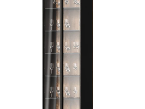 Glass Display Cabinet with Glassware 3D Model