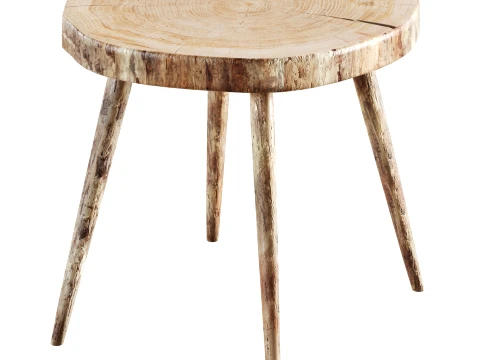 Solid Wood Log Coffee Table 3D Model