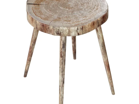 Solid Wood Log Coffee Table 3D Model