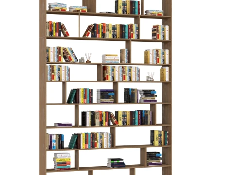Bookshelf with Books 3D Model