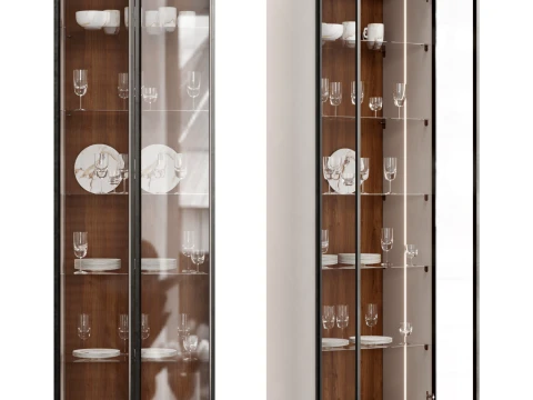 Glass Display Cabinet with Metal Frame 3D Model