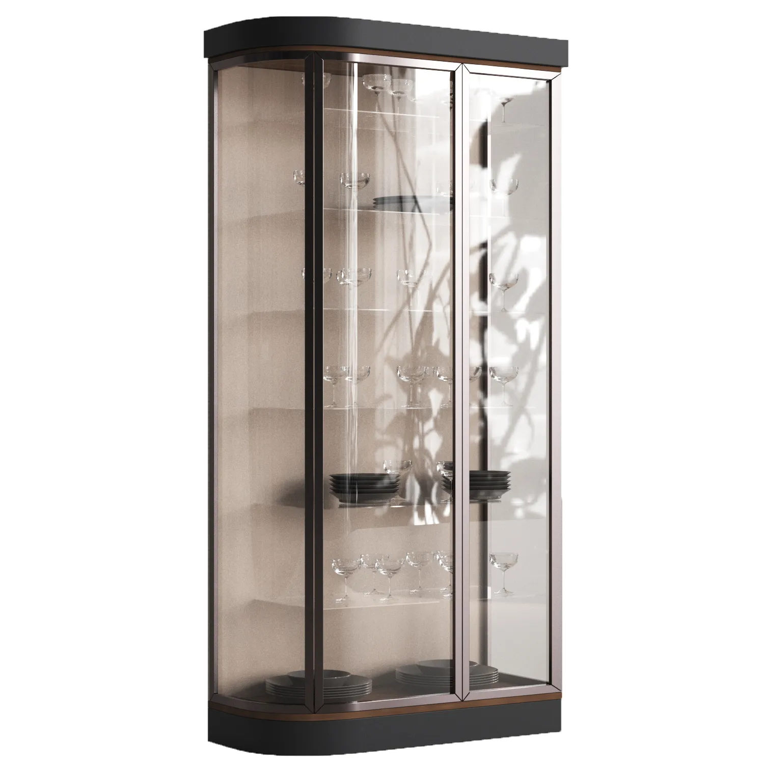 Glass Display Cabinet with Tableware 3D Model .c4d .max .obj .3ds .fbx .stl .blend 