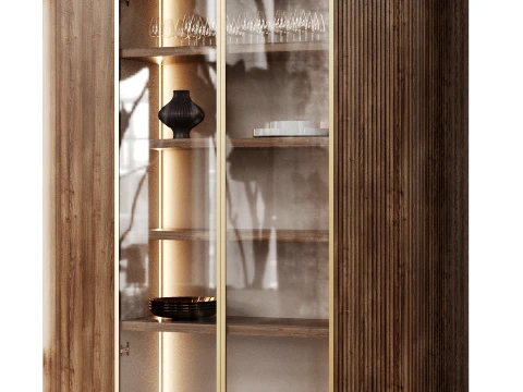 Curved Glass Display Cabinet 3D Model