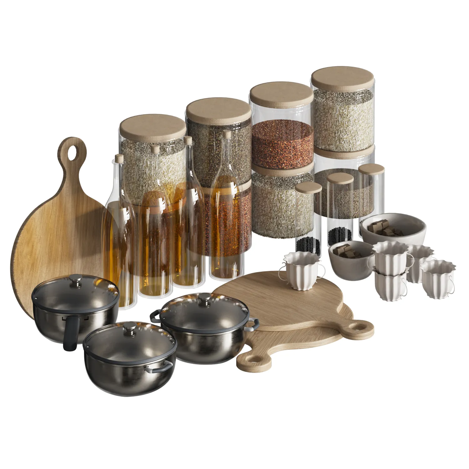 Kitchen Pantry Essentials Set 3D Model .c4d .max .obj .3ds .fbx .stl .blend 