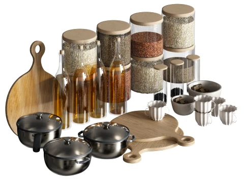 Kitchen Pantry Essentials Set 3D Model
